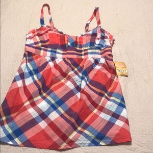 Arizona paradise pink plaid sleeve less top.